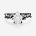 Nature Inspired Pear cut Moissanite Leaf Gold Engagement Ring