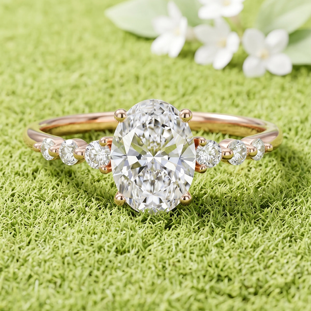 1.0CT~5.0CT Oval Shaped Lab grown Diamond Engagement Ring
