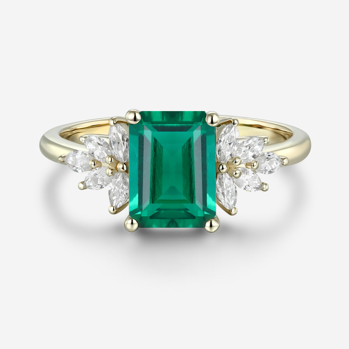 1.7Ctw  Emerald cut Lab Emerald Engagement Ring
