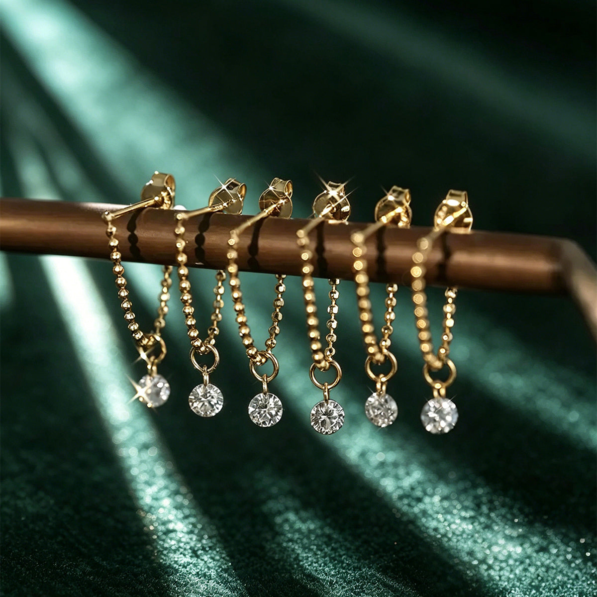 Round Lab grown Diamonds Chain Earrings Set
