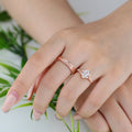 Nature Inspired Moissanite Couple Rings | D Color VS | Rose Gold Leaf Wedding Bridal Set