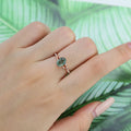 Oval cut Moss Agate Leaf Gold Pave Diamonds Engagement Ring
