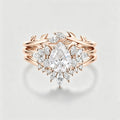 3PCS 1.2 Carat Pear Moissanite Cluster Engagement ring Bridal Set