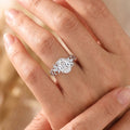 1.0CT~5.0CT Oval cut Lab grown diamond Leaf Engagement Ring Nature Inspired Band