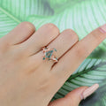 Nature Inspired Kite cut Moss Agate Leaf Gold Engagement Ring
