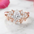 1.0CT~5.0CT Pear cut Lab Grown Diamond Cluster Engagement Ring Set