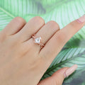 Nature Inspired Kite cut Moissanite Leaf Gold Engagement Ring