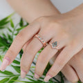 Forever Glow Moss Agate Couple Rings | Rose Gold Leaf Wedding Bridal Set (Copy)