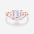 1.7Carat Emerald cut Moissanite Cluster Engagement ring Bridal Set