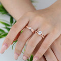 Nature Inspired  Moissanite Couple Rings | D Color VVS1 | Rose Gold Leaf Wedding Bridal Set
