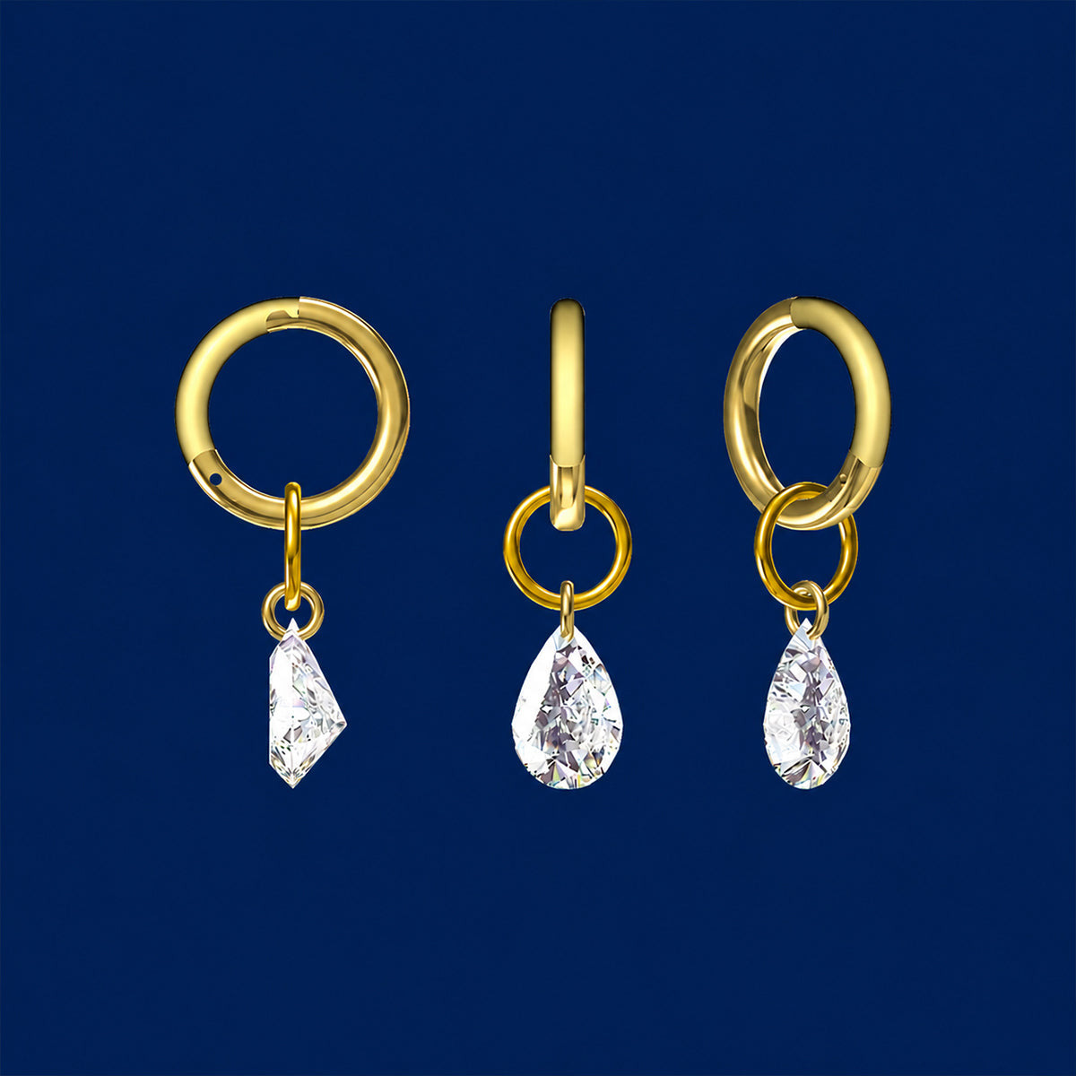 Pear Lab grown Diamonds Mismatched Earrings Set