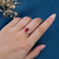 Oval cut Lab Ruby Solid Gold Engagement Ring