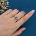 Emerald cut Moss Agate Solid Gold Engagement Ring