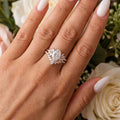 1.0CT~5.0CT Oval cut Lab grown Diamond Cluster Engagement Ring Set
