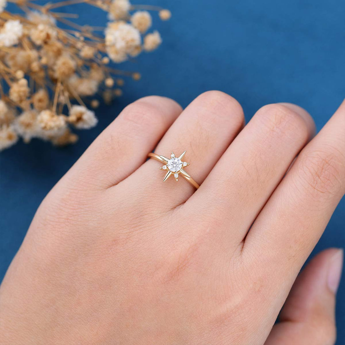 Round Moissanite North star Engagement Ring