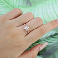 Nature Inspired Solid Gold Kite cut Moissanite Leaf Engagement Ring