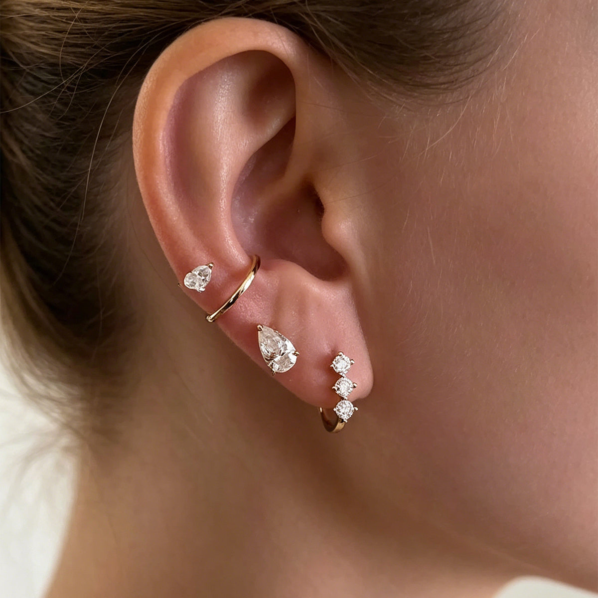 Pear Lab grown Diamonds Hoop Earrings Set