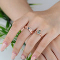 Kite Green Moss Agate & Whiskey Barrel Couples Ring Set- His and Hers Wedding Band Rose Gold Matching Promise Rings