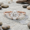 1.0CT~5.0CT Oval cut Lab grown Diamond Cluster Engagement Ring