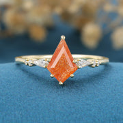 Kite Cut Sunstone Engagement Ring