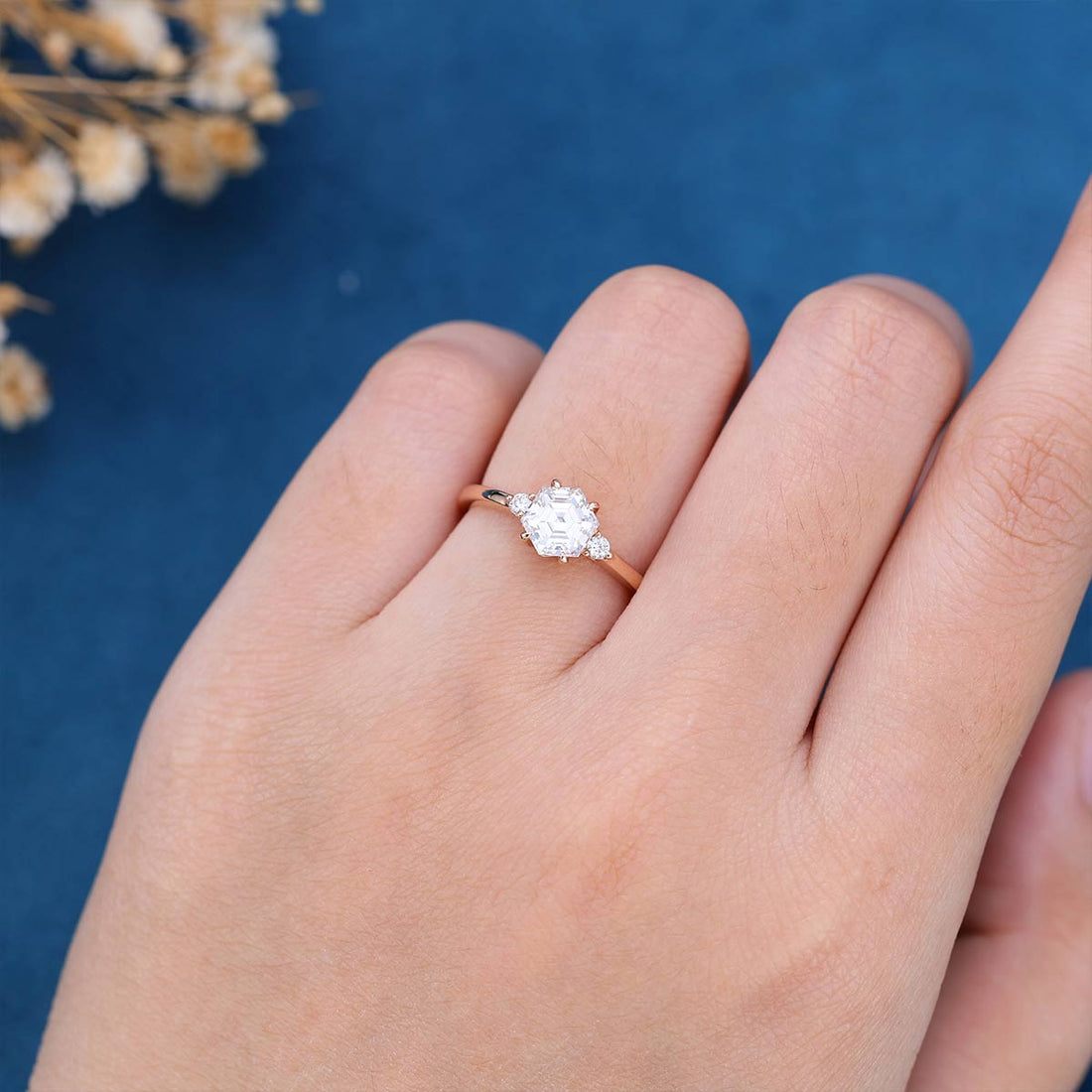 Hexagon cut Moissanite | Diamond Engagement ring