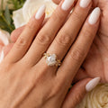 1.0CT~5.0ct  Pear cut Lab grown Diamond Twisted Shank Leaf Engagement Ring