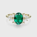 1.5Carat Oval cut Emerald Cluster Engagement ring