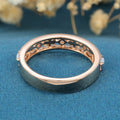 Retro Round Opal Half Eternity Wedding Band