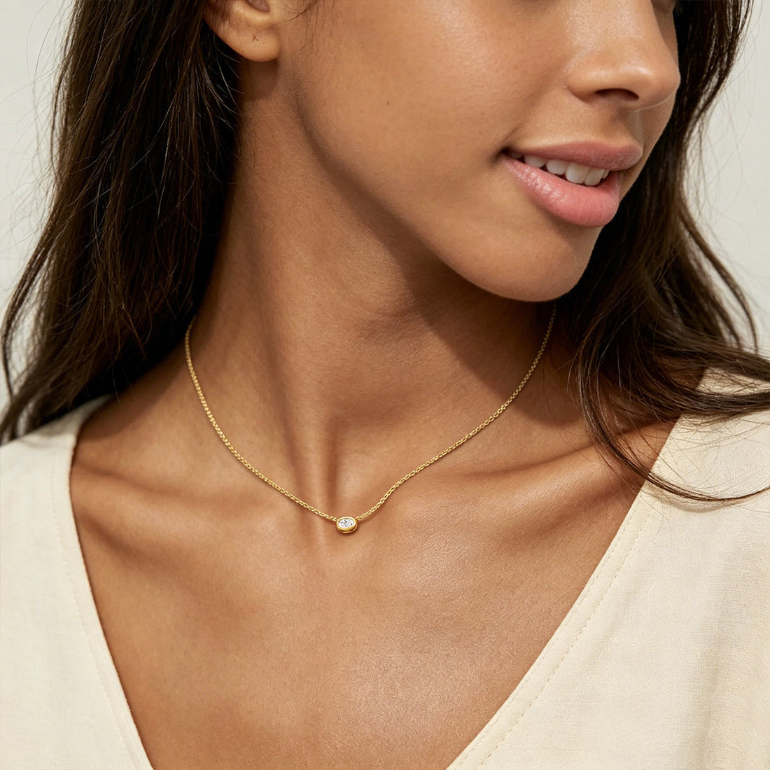 1.0 Carat Oval Cut Lab grown diamond Pendant Necklace