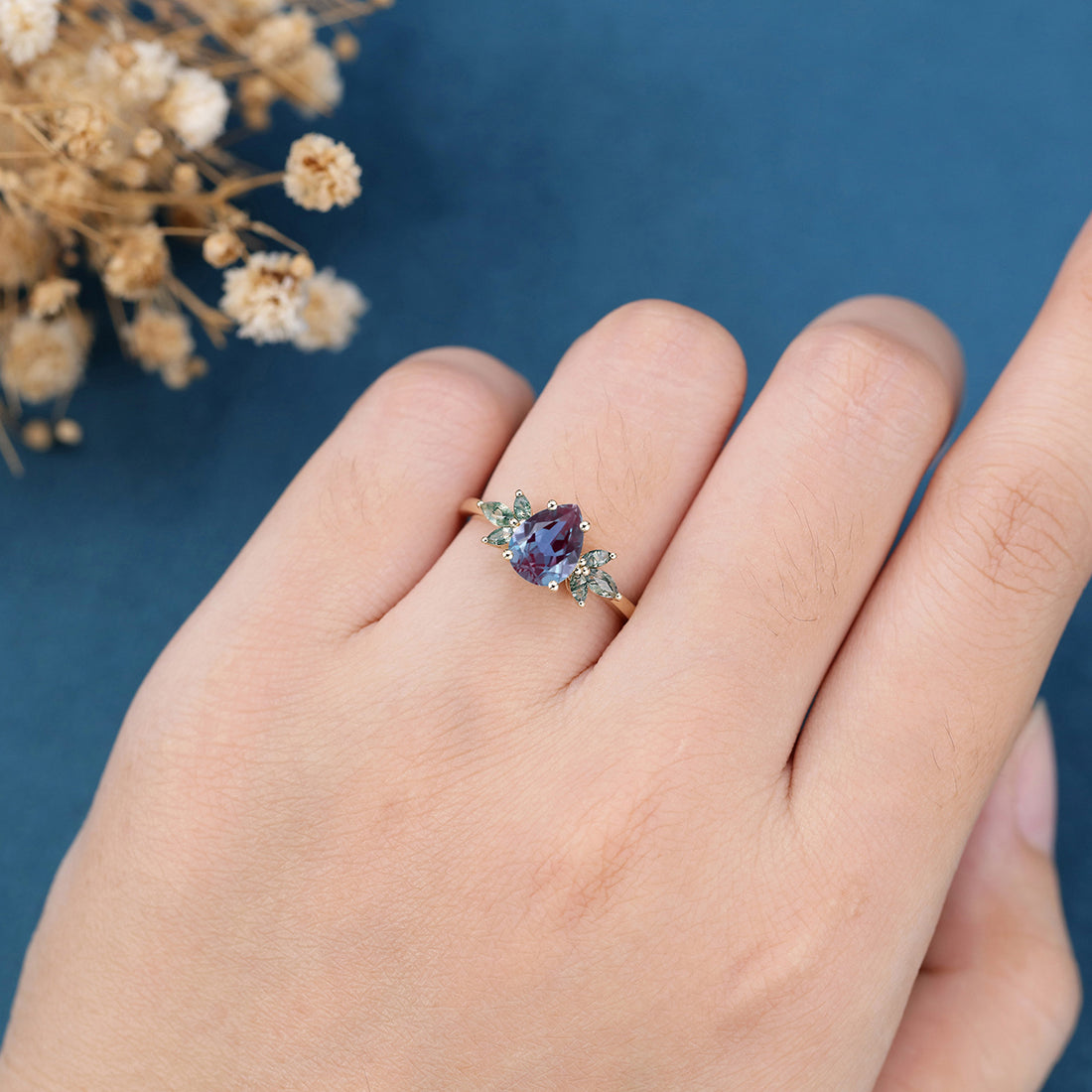 Pear cut Alexandrite Engagement ring