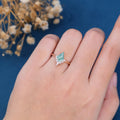 Kite Cut Natural Green Moss Agate Cluster Engagement Ring 