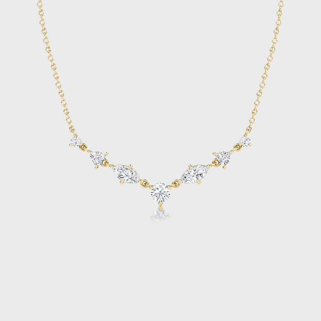 Seven graduated Lab grown Diamonds Pendant Necklace