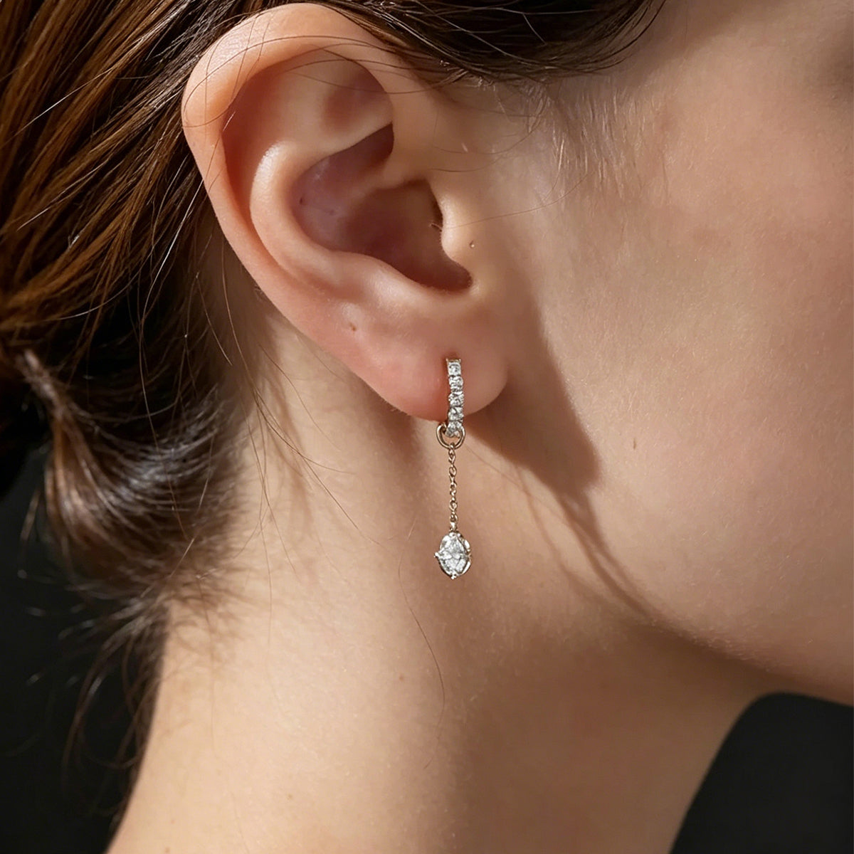 Pear Lab grown Diamonds Hoop Earrings Set