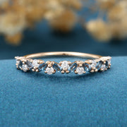 London Blue Topaz Matching Moissanite | Diamond Half Eternity Wedding Band