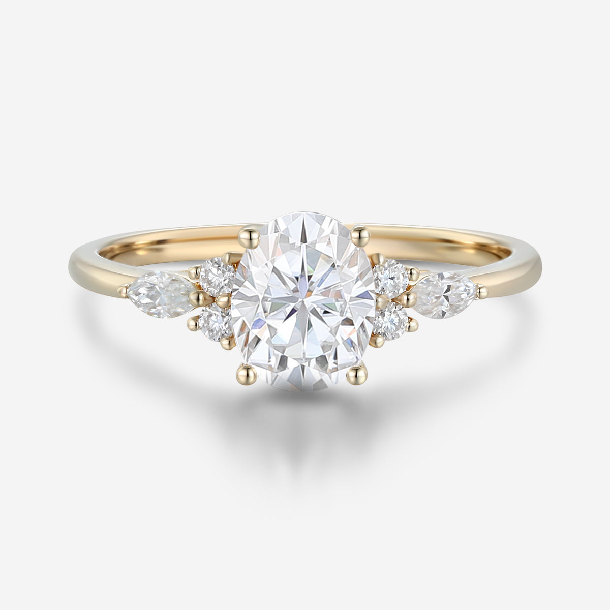 Oval cut Moissantie Cluster Engagement ring
