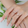Nature Inspired Moissanite Couple Rings | D Color VVS1 | Rose Gold Leaf Wedding Bridal Set