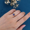 Kite Cut Lab Sapphire Yellow Gold Engagement Ring