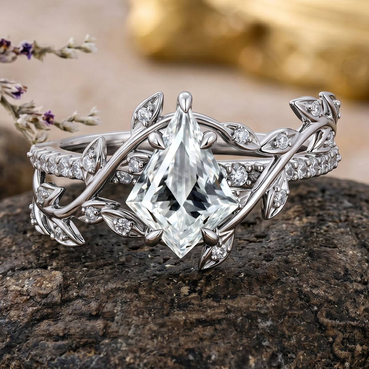 Nature Inspired 1.0CT~3.0CT IGI Kite cut Diamond Engagement Ring