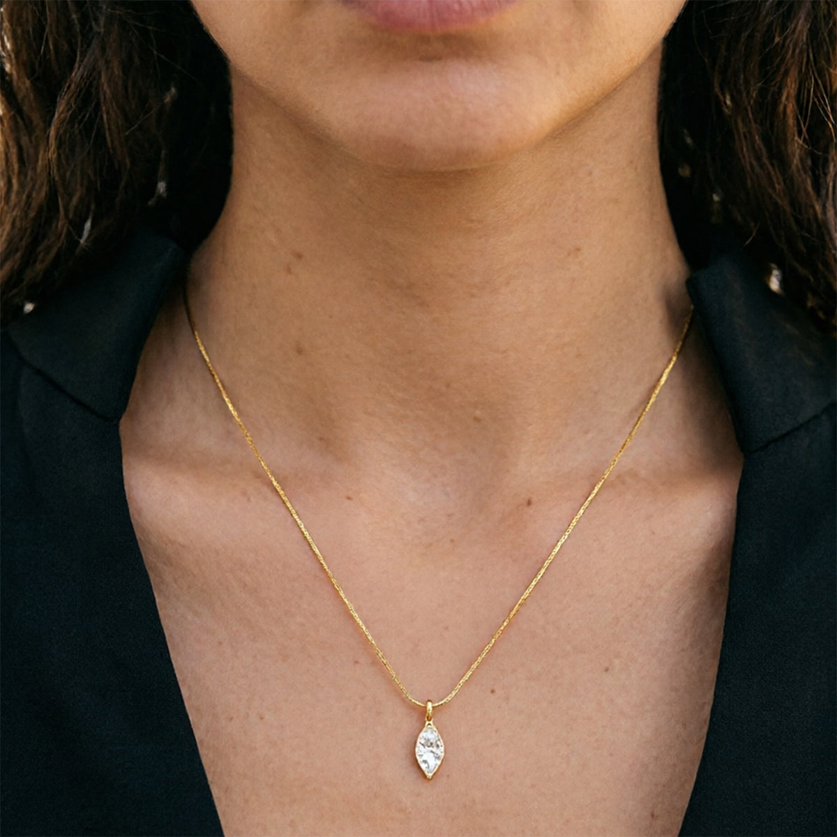 1.0 Carat Marquise Cut Lab-grown Diamonds Pendant Necklace