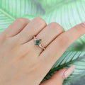 Nature Inspired Kite cut Moss Agate Leaf Gold Engagement Ring