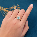 1.2 Carat Moss Agate Natural Green Pear cut Cluster Engagement rings 