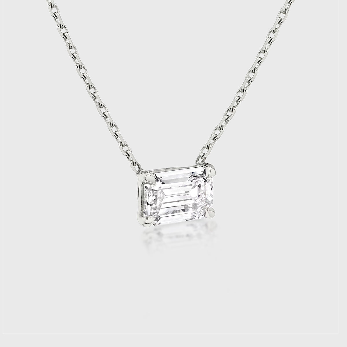 1.0 Carat  Emerald cut Lab grown diamond Pendant Necklace