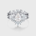 3PCS 1.2 Carat Pear Moissanite Cluster Engagement ring Bridal Set