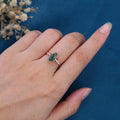 Coffin cut Moss Agate Solid Gold Engagement Ring