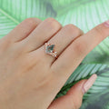 Nature Inspired Kite cut Moss Agate Leaf Gold Engagement Ring