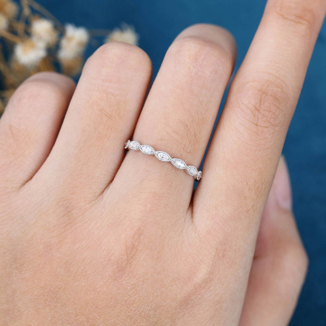 Moissanite | Diamond Fully Eternity Straight Wedding Band