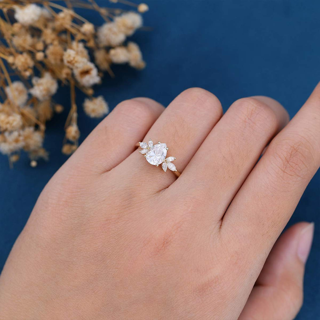 Pear cut Moissanite Engagement ring