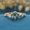 Inspired Hexagon Cut Natural Green Moss Agate  Engagement Ring