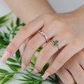 Enchanted Forest Moss Agate Couple Rings | Rose gold | Handcrafted Nature-Inspired Jewelry