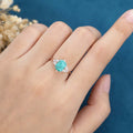 Emerald Cut Turquoise Cluster Engagement Ring